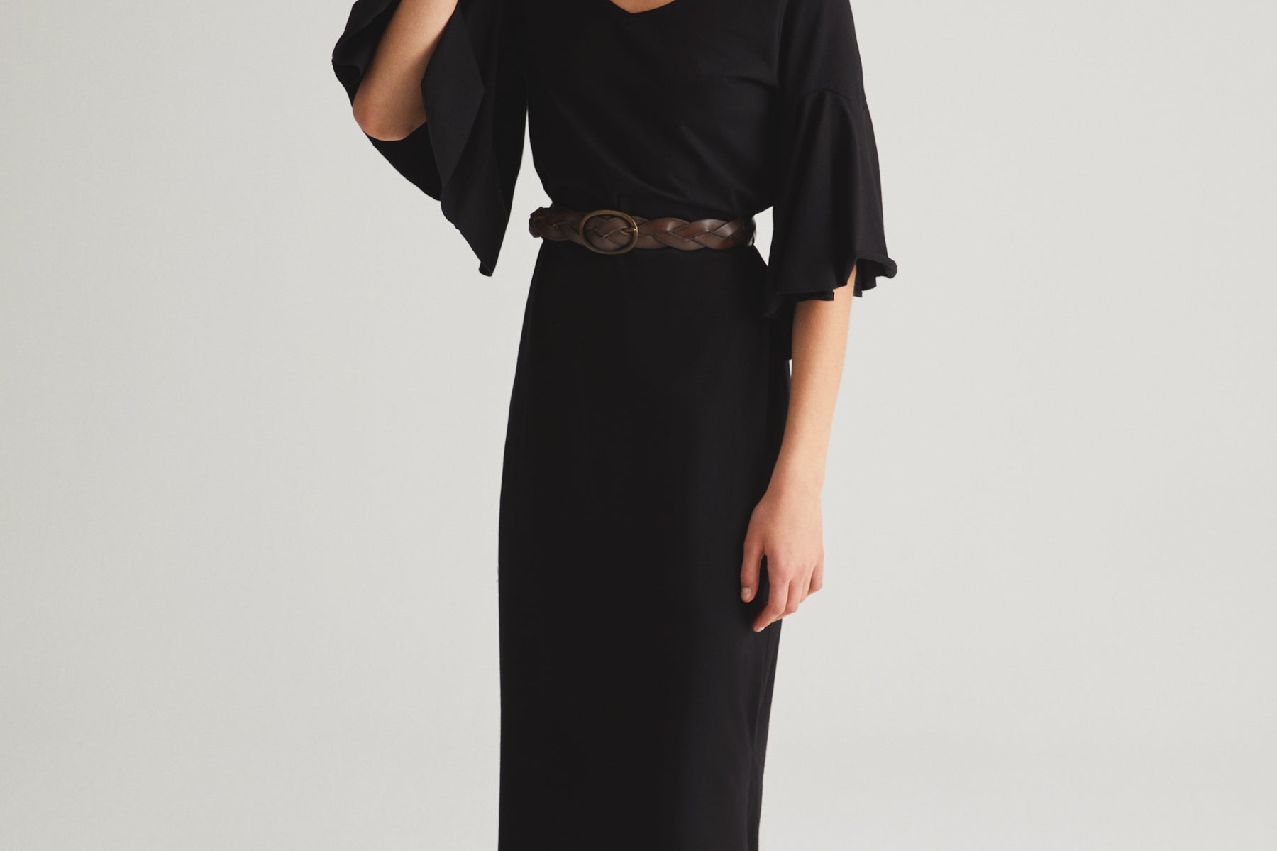 Black Ruffled Sleeve Dress Side Left