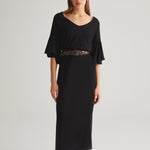 Black Ruffled Sleeve Dress front
