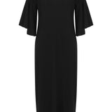Black Ruffled Sleeve Dress no background
