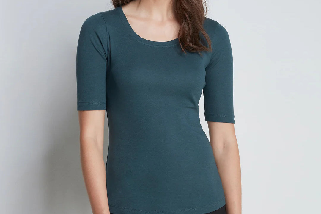 Half Sleeve Scoop Neck Cotton Modal Blend T-Shirt