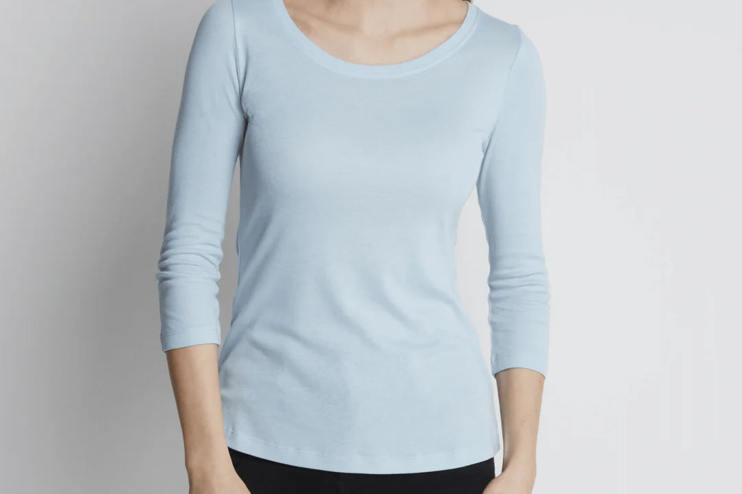 3/4 Sleeve Scoop Neck Cotton Modal Blend T-Shirt