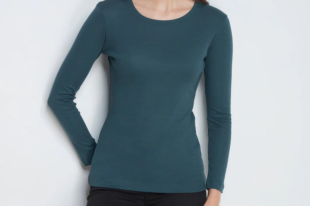 Long Sleeve Crew Neck Cotton Modal Blend T-shirt