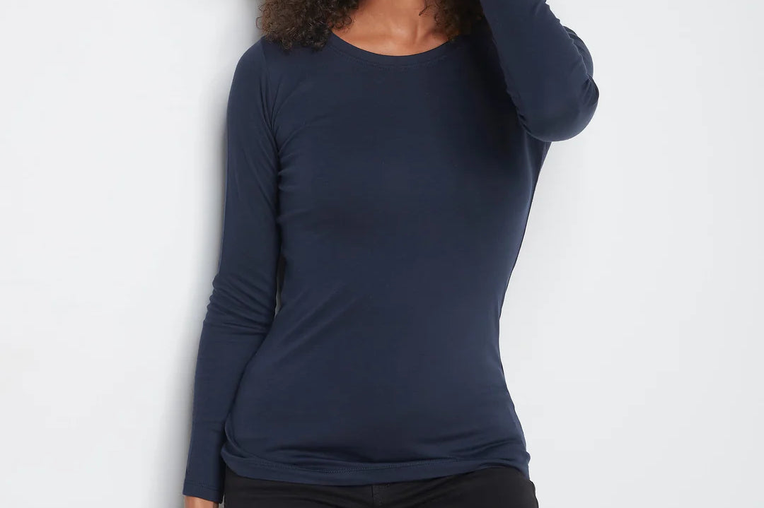 Long Sleeve Crew Neck Cotton Modal Blend T-shirt