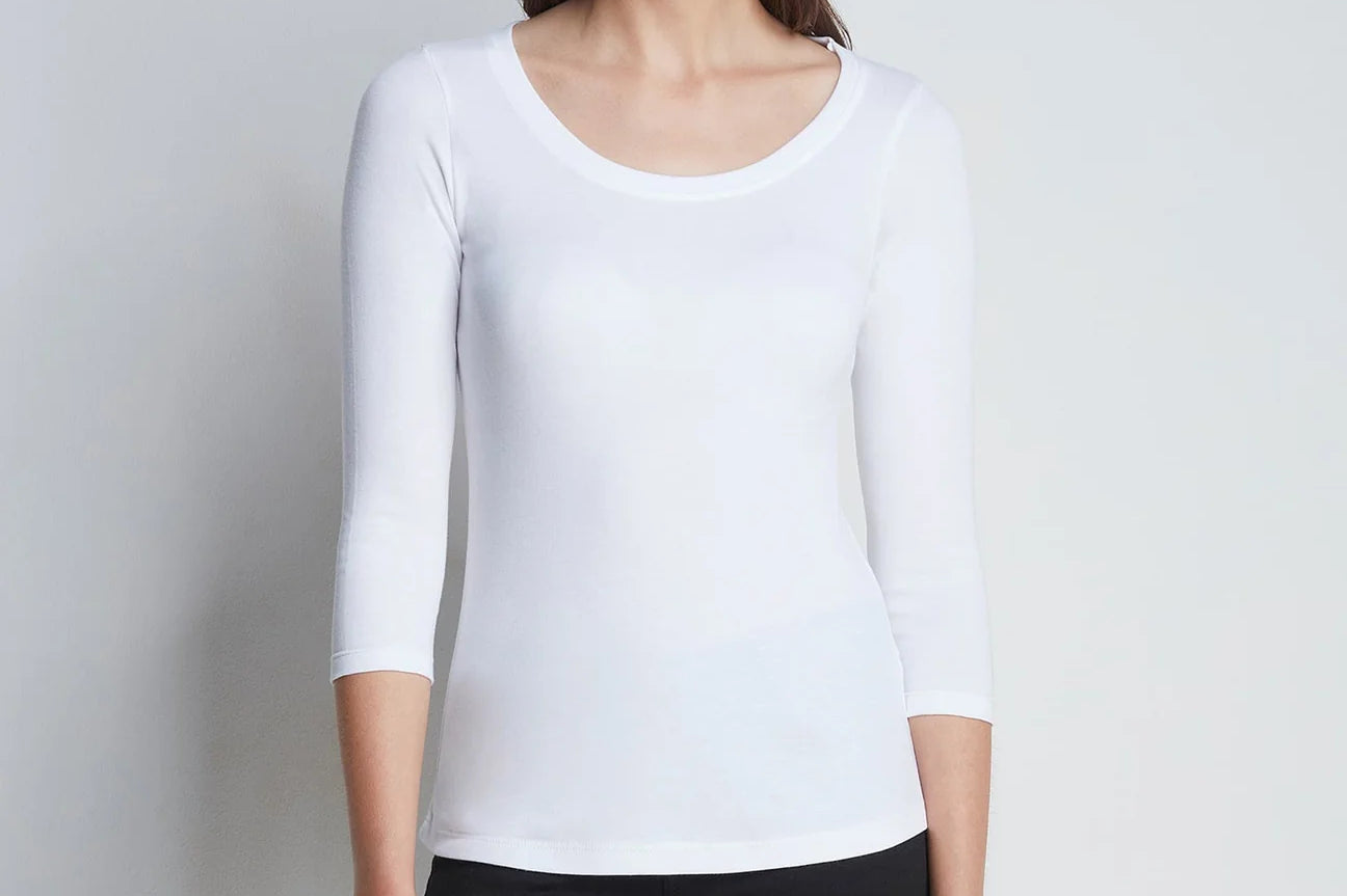 3/4 Sleeve Scoop Neck Cotton Modal Blend T-Shirt