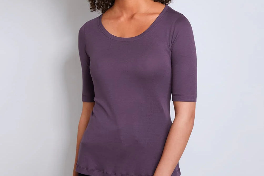 Half Sleeve Scoop Neck Cotton Modal Blend T-Shirt