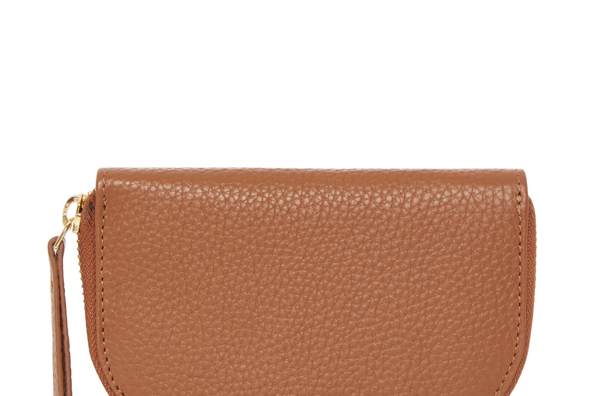 Tan Leather Zip Around Half Moon Purse